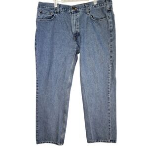 Carhartt Jeans Mens 40x30 Blue Relaxed Fit Denim Straight Leg Workwear Pants Zip